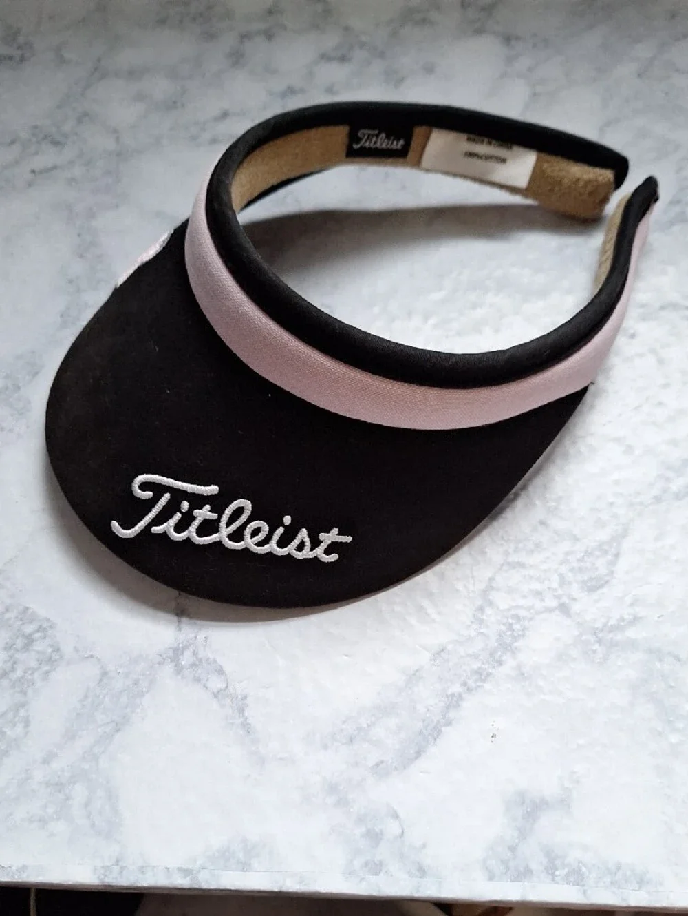 Titleist Black Visor with Pink Trim & Ribbon Accent